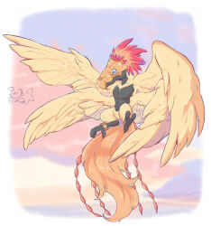 bird digimon digimon_(creature) highres holy_ring hououmon solo tail wings