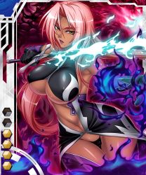  00s 1girl boots breasts card_(blue-sr) card_(medium) card_(sr) cleavage cleavage_cutout clothing_cutout dark_skin elbow_gloves fire g-string gloves ingrid_(taimanin_asagi) kagami_hirotaka large_breasts lipstick long_hair looking_at_viewer makeup mole pink_hair purple_lips sword taimanin_(series) taimanin_asagi taimanin_asagi_battle_arena_all_card_gallery taimanin_asagi_kessen_arena thigh_boots thighhighs thong underboob weapon yellow_eyes  rating:Questionable score:56 user:blsisgod
