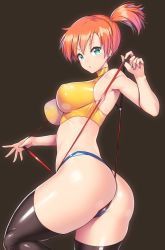  armpits ass black_background black_thighhighs breasts cowboy_shot creatures_(company) earrings game_freak green_eyes jewelry large_breasts misty_(pokemon) nagase_haruhito nintendo orange_hair pokemon pokemon_(anime) pokemon_(classic_anime) short_shorts shorts side_ponytail solo standing standing_on_one_leg suspenders thighhighs thighs v-shaped_eyebrows wedgie  rating:Sensitive score:104 user:danbooru