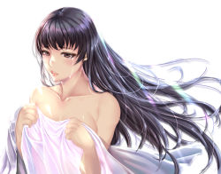 10s 1girl bad_id bad_pixiv_id bed_sheet black_hair breasts brown_eyes collarbone fighter_(goblin_slayer!) goblin_slayer! hair_down highres light_rays long_hair medium_breasts open_mouth ponytail solo tears tomoshibi upper_body wind rating:Sensitive score:28 user:danbooru