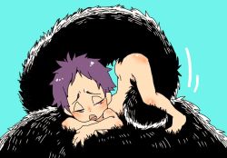 1boy arched_back ass blush cat_tail closed_eyes colorized furry furry_male heterochromia humping looking_back looking_to_the_side male_focus mappira matching_hair/eyes monster nude open_mouth original pink_eyes purple_eyes purple_hair red_eyes rubbing rubbing_crotch short_hair shota simple_background size_difference squinting tail tongue rating:Explicit score:21 user:crocodisle