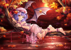  1girl barefoot cloud feet female_focus highres lying moon outdoors plant red_moon remilia_scarlet sky solo tagme tidsean touhou tree wallpaper water  rating:Sensitive score:17 user:Syntax_Error