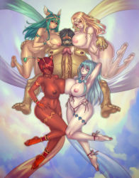  1boy 4girls air_(element) angel anklet aqua_nails armband armpits ass ass_grab asymmetrical_docking barefoot beard blonde_hair blue_eyes blue_hair bottomless breast_press breast_smother breasts censored colored_skin dark_skin elements erection face_to_breasts facial_hair fat fat_man feet fire_(element) glasses green_hair hand_on_own_ass harem hetero highres huge_breasts huge_penis inverted_nipples jewelry large_breasts multiple_girls mustache nail_polish navel nipples nude orange_eyes original penis red_hair red_skin sethxzoe short_hair soles thighhighs toeless_legwear veins veiny_penis water_(element) white_thighhighs yellow_nails  rating:Explicit score:153 user:danbooru