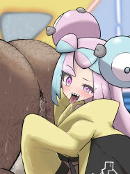  1boy 1girl absurdres age_difference anilingus anus ass clothed_female_nude_male creatures_(company) drooling female_rimming_male game_freak hairy hairy_anus highres hood hoodie iono_(pokemon) loli looking_at_viewer multicolored_hair nintendo nude old old_man oral pink_hair pokemon pokemon_sv purple_eyes saliva saliva_trail sharp_teeth shikkui_kenta size_difference star_eyes stray_pubic_hair teeth tongue tongue_out two-tone_hair ugly_man  rating:Explicit score:53 user:Faryshta
