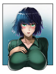  1girl blue_hair breasts dress fubuki_(one-punch_man) green_eyes large_breasts one-punch_man tagme the_golden_smurf  rating:Sensitive score:50 user:MuchiMuchi
