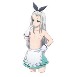  10s 1boy absurdres blend_s green_eyes highres kanzaki_hideri long_hair male_focus navel nipples silver_hair simple_background solo standing thighs topless_male trap white_background  rating:Questionable score:38 user:Sachikong