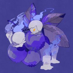  artist_name berry candle commentary creatures_(company) fire game_freak gen_5_pokemon highres leaf li04r litwick nintendo no_humans pokemon pokemon_(creature) purple_background purple_fire purple_theme simple_background twitter_username yellow_eyes 