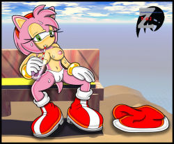  amy_rose bench breasts cameltoe clothes drink hot large_breasts panties sonic_(series) underwear zetar02  rating:Explicit score:24 user:Kasaya