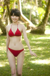  asian bikini highres michishige_sayumi navel panties photo_(medium) red_panties swimsuit underwear  rating:Questionable score:17 user:DRUGMONSTER