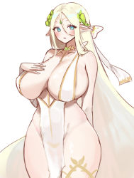 1girl absurdres ash_(cat7evy) blonde_hair blue_eyes breasts cerestia_of_life cleavage elf highres large_breasts last_origin loincloth open_mouth pelvic_curtain pointy_ears solo wide_hips rating:Sensitive score:78 user:cheezeit