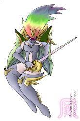 1girl ancientirismon armor digimon digimon_(creature) female_focus rapier solo sword weapon
