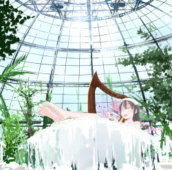 1girl bath harp instrument keisan original plant solo rating:Sensitive score:6 user:danbooru