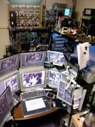  computer desktop keyboard_(computer) otaku_room photo_(medium) rich_otaku tenmu_shinryuusai wacom workplace 