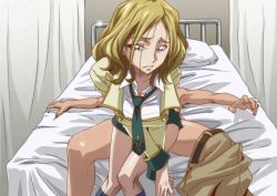 1girl bed blonde_hair blue_eyes breasts clothed_sex clothes_pull code_geass collared_shirt dark_skin dark-skinned_male green_skirt indoors kyabakurabakufu large_breasts legs long_hair looking_back lying milly_ashford necktie on_back pants pants_pull parted_lips pillow school_uniform sex shirt sitting sitting_on_person skirt solo_focus thighs vaginal rating:Explicit score:44 user:Kentabarou