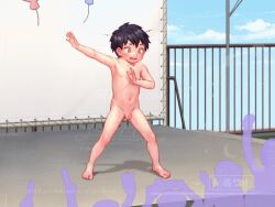  1boy animated arm_up armpits barefoot black_hair blush breath cloud completely_nude crowd cum cumdrip exhibitionism feet flying_sweatdrops full_body humiliation kurotsuki_(luowei99) legs_apart live2d looping_animation lower_teeth_only male_focus navel nude onlookers open_mouth original outdoors outstretched_arm paid_reward_available penis people precum precum_string public_indecency shota sky solo_focus standing sweat teeth testicles toes tongue trembling video  rating:Explicit score:223 user:MonsieurCinq