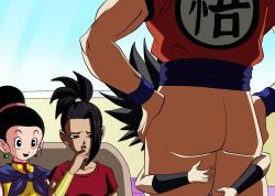  1boy 3girls age_difference ass ass_focus black_hair caulifla chi-chi_(dragon_ball) dark-skinned_female dark_skin dragon_ball dragon_ball_super earrings fellatio female_pervert group_sex hair_ornament hetero highres interracial jewelry kale_(dragon_ball) long_hair mature_female mature_male medium_hair multiple_girls nude oral orgy pervert presenting sex sexually_suggestive short_hair son_goku submission  rating:Explicit score:21 user:AhegaopA