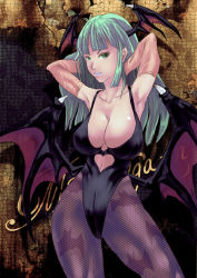 breasts capcom cleavage demon_girl highres jippoo monster_girl morrigan_aensland demon_girl vampire_(game) wings 