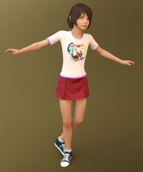  1girl 3d brown_hair child copyright_request female_focus full_body gradient_background highres shadow short_hair skirt solo tagme zorg  rating:Sensitive score:8 user:Web_Ranger