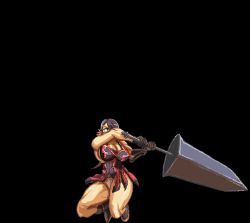  1girl animated animated_gif black_background bouncing_breasts breasts cattleya_(queen&#039;s_blade) large_breasts nonki pixel_art queen&#039;s_axe queen&#039;s_blade simple_background solo 
