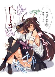  10s 1boy 1girl admiral_(kancolle) age_difference ahoge anal bar_censor bare_shoulders barefoot black_thighhighs breasts brown_hair censored closed_eyes clothed_sex detached_sleeves double_bun femdom futa_with_male futanari hair_bun hair_ornament hair_over_eyes hairband hat headgear high_heels hug hug_from_behind japanese_clothes kantai_collection kongou_(kancolle) landolt_tamaki large_breasts leg_lock little_boy_admiral_(kancolle) long_hair male_penetrated nontraditional_miko open_mouth peaked_cap pegging penis sex shota sideboob simple_background skirt smile testicles thighhighs translated  rating:Explicit score:137 user:danbooru