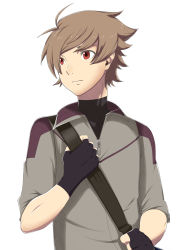  1boy artist_request brown_hair highres kaiji_kurai male_focus original red_eyes ritence simple_background solo spiked_hair standing tagme upper_body white_background  rating:Sensitive score:0 user:LuisAqua23