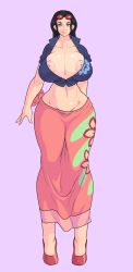  areola_slip breasts highres huge_breasts jay-marvel midriff nico_robin nipple_slip nipples one_piece open_clothes skirt standing undersized_clothes  rating:Explicit score:72 user:titswifter