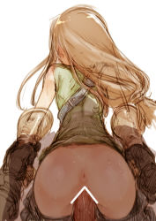1girl anus archer_(fft) arm_grab arm_held_back ass bent_over branch_(blackrabbits) brown_hair censored elbow_gloves final_fantasy final_fantasy_tactics from_behind gloves holding_another&#039;s_wrist long_hair low-tied_long_hair penis pov pussy reverse_cowgirl_position sex sex_from_behind solo_focus straddling vaginal rating:Explicit score:174 user:danbooru