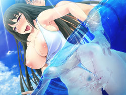 1girl breasts censored clothed_sex clothing_aside cum cum_in_pussy defloration dutch_angle fucked_silly glasses ishii_akira large_breasts miel_(company) nipples penis sex swimsuit swimsuit_aside torogao underwater rating:Explicit score:40 user:jojosstand