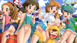  &gt;:o 1boy 5girls :o ^_^ adjusting_eyewear angry arm_up armpits ass bag black_hair blue_hair blush book bookbag breasts brown_eyes brown_hair cameltoe closed_eyes clothes_lift cloud cosplay creatures_(company) day dress eyebrows eyelashes facial_mark flat_chest game_freak gen_1_pokemon gen_4_pokemon glasses green_eyes hair_bobbles hair_ornament hat high_ponytail highres holding hood lass_(pokemon) loli long_hair looking_back low_twintails matching_hair/eyes miniskirt multiple_girls navel nintendo no_panties non-web_source npc_trainer nude_filter opaque_glasses open_mouth outdoors petticoat picnicker_(pokemon) pikachu pikachu_(cosplay) pink_shirt poke_ball poke_kid_(pokemon) pokemoa pokemon pokemon_rgby ponytail pussy raised_eyebrows school_kid_(pokemon) shinx shirt short_dress short_hair sign skirt skirt_lift sky smile source_request surprised swept_bangs third-party_edit twintails uncensored v-shaped_eyebrows vest wallpaper wide-eyed wind wind_lift  rating:Explicit score:226 user:danbooru