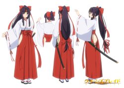  black_hair breasts highres japanese_clothes large_breasts long_hair official_art ponytail queen&#039;s_blade sword tomoe_(queen&#039;s_blade) weapon  rating:Sensitive score:12 user:YuukoLover