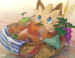  10s apple bad_id bad_pixiv_id basket blue_eyes creatures_(company) food food_focus fruit game_freak gen_5_pokemon grapes hachi_kou in_container itou_hachi leaf lens_flare lillipup looking_up napkin nintendo no_humans pokemon pokemon_(creature) pokemon_bw straw_(stalk) wheat  rating:General score:11 user:danbooru