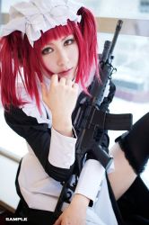  cosplay glasses gun kuroshitsuji maid maylene_(kuroshitsuji) photo_(medium) red_hair tagme weapon  rating:Sensitive score:10 user:AwkwardMoment