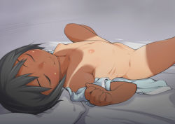 1girl bad_id bad_pixiv_id black_hair closed_eyes completely_nude flat_chest j7w loli lying nipples nude on_back one-piece_tan short_hair sleeping solo spread_legs tan tanline rating:Questionable score:117 user:danbooru