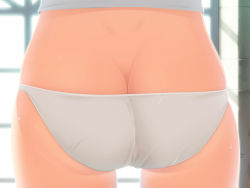 1girl ass ass_focus butt_crack close-up dimples_of_venus from_behind gertrud_barkhorn panties samuneturi solo strike_witches sweat underwear white_panties world_witches_series rating:Questionable score:62 user:danbooru