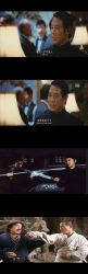  6+boys china chinese_text donnie_yen hero_(film) highres jackie_chan jet_li letterboxed long_image male_focus multiple_boys subtitled tall_image the_forbidden_kingdom translation_request 