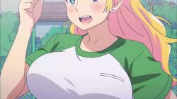  1girl animated animated_gif blonde_hair blue_eyes bouncing_breasts breasts galko large_breasts oshiete!_galko-chan running  rating:Questionable score:63 user:redblue99