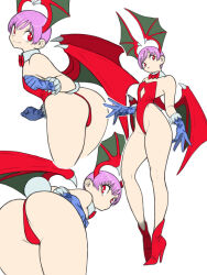  absurdres ass boots gloves high_heel_boots high_heels highres leotard lilith_aensland pink_hair playboy_bunny red_heels short_hair toshinoshin vampire_(game)  rating:Questionable score:57 user:twilight_jester