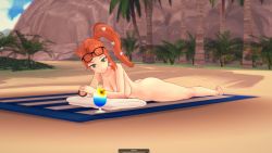 1girl 3d ass beach creatures_(company) game_freak highres nail_polish nintendo nude orange_hair pokemon pokemon_(game) pokemon_swsh sonia_(pokemon) rating:Questionable score:5 user:DoctorWasabi
