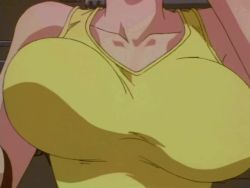  1990s_(style) 1girl animated animated_gif bouncing_breasts breasts burn-up burn-up_excess collarbone female_focus head_out_of_frame jinguu_maya large_breasts no_bra retro_artstyle solo bouncing_breasts tank_top  rating:Questionable score:51 user:Aman2k16