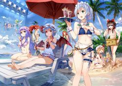  6+girls 77gl :t adapted_costume alternate_eye_color alternate_hairstyle apron arm_up bare_legs bare_shoulders barefoot bat_wings beach_umbrella beret bikini blonde_hair blue_dress blue_hair blunt_bangs blush bonnet bow bowtie box braid breast_padding breasts broken brown_hair censored censored_nipples cherry cirno cleavage closed_eyes clothed_female_nude_female cloud convenient_censoring crack crescent crying crystal cuffs daiyousei day detached_collar donation_box dress embarrassed embodiment_of_scarlet_devil fairy_wings feet flandre_scarlet flat_chest flying food frilled_one-piece_swimsuit frilled_swimsuit frills fruit glass green_eyes green_hair hair_between_eyes hair_bow hair_ribbon hair_tubes hair_up hakurei_reimu hat hat_ribbon head_wings holding holster hong_meiling ice_cream izayoi_sakuya kiwi_(fruit) knees_together_feet_apart knife koakuma large_breasts long_hair low_wings maid_headdress midriff mob_cap multiple_boys multiple_girls multiple_wings naked_suspenders navel nude one-piece_swimsuit open_mouth orange_(fruit) outdoors palm_tree panties pantyshot patchouli_knowledge pocket_watch pointy_ears ponytail pout puffy_sleeves purple_eyes purple_hair red_eyes red_hair remilia_scarlet ribbon sand sand_castle sand_sculpture short_hair short_sleeves shovel siblings side_ponytail sideways_mouth silver_hair sisters sitting sky smile soles spade sparkle star_(symbol) stifled_laugh stopwatch stuck sundae sunglasses suspenders sweat swimsuit tears teeth thigh_gap thigh_strap thumbs_down toes touhou translation_request tray tree twin_braids umbrella underwear waist_apron wariza watch water wavy_mouth white_legwear wings wrist_cuffs  rating:Sensitive score:75 user:danbooru