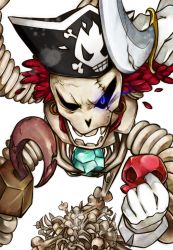  1boy black-mamba blue_eyes bone cortez gem hat jewelry male_focus mario_(series) nintendo paper_mario pirate scar skeleton skull solo super_mario_bros._1 super_mario_rpg sword weapon 