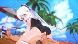  3d animated blue_archive hairdressing highres koikatsu miyako_(blue_archive) miyako_(swimsuit)_(blue_archive) nyanify penis pussy reverse_cowgirl_position sex sex_from_behind straddling swimsuit tagme video  rating:Explicit score:146 user:lalalalalalalend