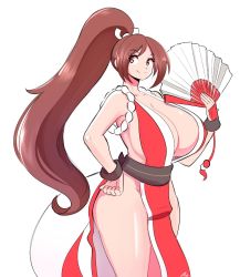  1girl breasts brown_hair cleavage fatal_fury highres huge_breasts large_breasts ninja ponytail shiranui_mai solo the_king_of_fighters theycallhimcake  rating:Questionable score:28 user:Ecchi-Addict
