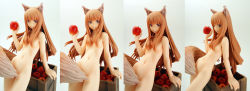 animal_ears apple box breasts brown_eyes cm&#039;s_corporation figure food fruit gutto_kuru highres holo long_hair navel no_pussy nude photo_(medium) red_hair small_breasts smile spice_and_wolf tail wolf_ears wolf_tail 