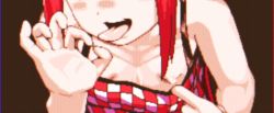  1girl animated animated_gif breasts clothes_pull fellatio_gesture flat_chest loli nipples pixel_art red_hair small_breasts tagme teeth tongue tongue_out ui_(fuugetsuin)  rating:Explicit score:220 user:tsak