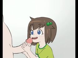  1girl age_difference animated blue_eyes brown_hair clothed_female_nude_male erection freckles gradient_background green_shirt grey_background hand_on_penis happy_sex hetero indie_virtual_youtuber kissing_penis lily_hopkins loli looking_at_another looking_up lowres messy_hair nude offscreen_person older_man_and_younger_girl open_mouth penis penis_grab shirt simple_background smile sound source_request t-shirt tongue uncensored upper_body video virtual_youtuber white_background yokappa_(jokappa)  rating:Explicit score:827 user:VampireQueenDespair