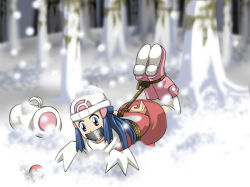 bdsm bondage boots d-mizton hikari_(pokemon) pokemon scarf snow thighhighs rating:Questionable score:7 user:D-Mizton