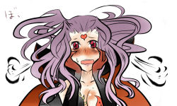  1990s_(style) 1girl blush body_blush breasts cloud_of_darkness female_focus final_fantasy final_fantasy_iii grey_hair long_hair oda1582 open_mouth pasties red_eyes solo sweatdrop white_background 