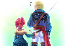 1boy 1girl amy_sorel ass back bare_shoulders belt black_dress blonde_hair byuune choker dress drill_hair flower from_behind fur_trim gothic_lolita hair_flower hair_ornament hand_on_ass loli lolita_fashion raphael_sorel rapier red_eyes red_hair rose size_difference soul_calibur soulcalibur soulcalibur_iv sword twin_drills twintails weapon rating:Questionable score:18 user:soc