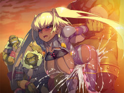  00s 1girl 3boys blonde_hair blue_eyes blush breasts cleavage clothed_sex cum dark_skin defeat doggystyle fangs full_body hanging_breasts hetero large_breasts leotard long_hair monster multiple_boys namaniku_atk nipples open_mouth orc pussy_juice rape sex sex_from_behind shiny_skin sky taimanin_(series) taimanin_asagi taimanin_asagi_kessen_arena twintails yomi_akitsu  rating:Explicit score:82 user:ViViK